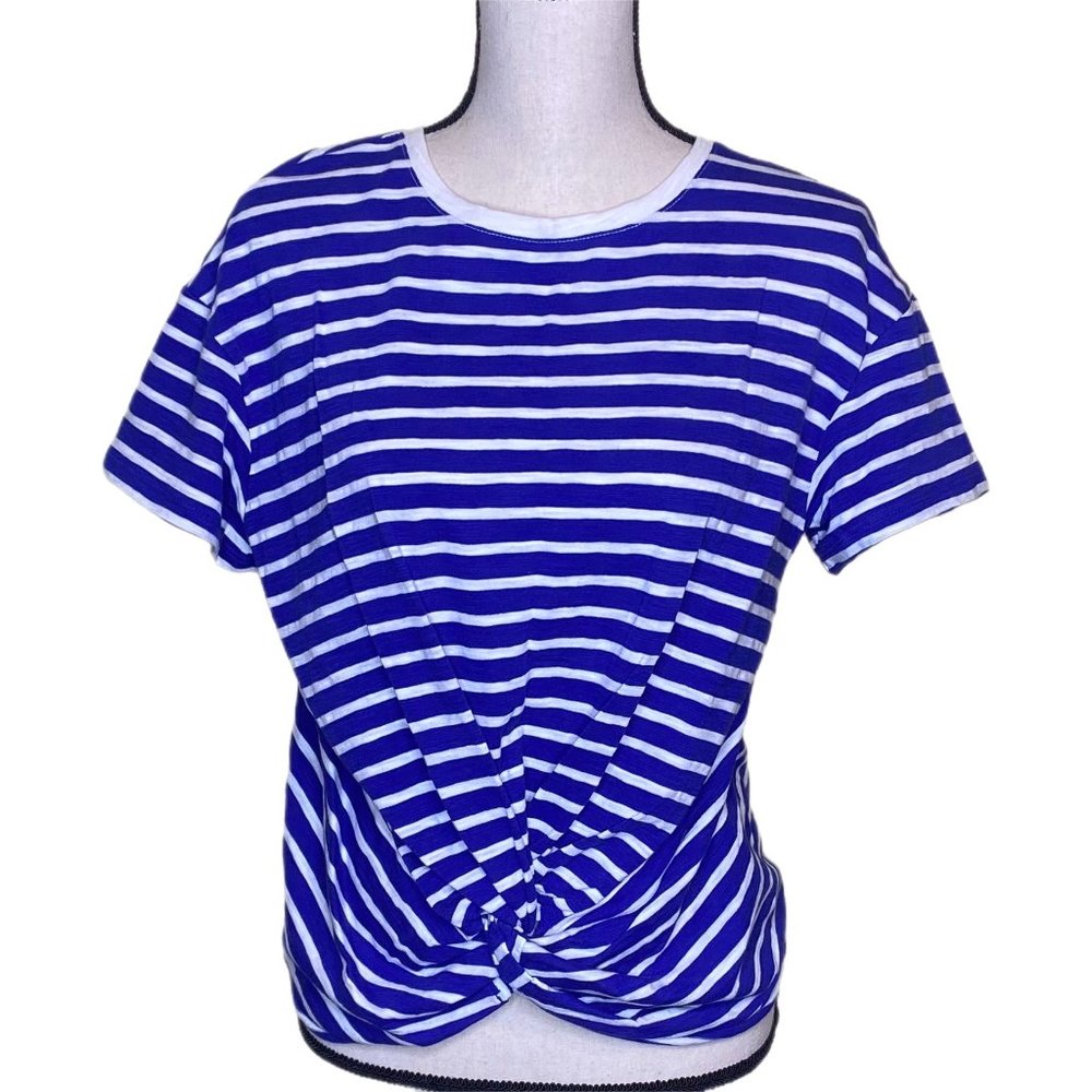 NWOT  a.n.d.e.a.w.y. Blue/White Striped Short Sleeve Top X Small